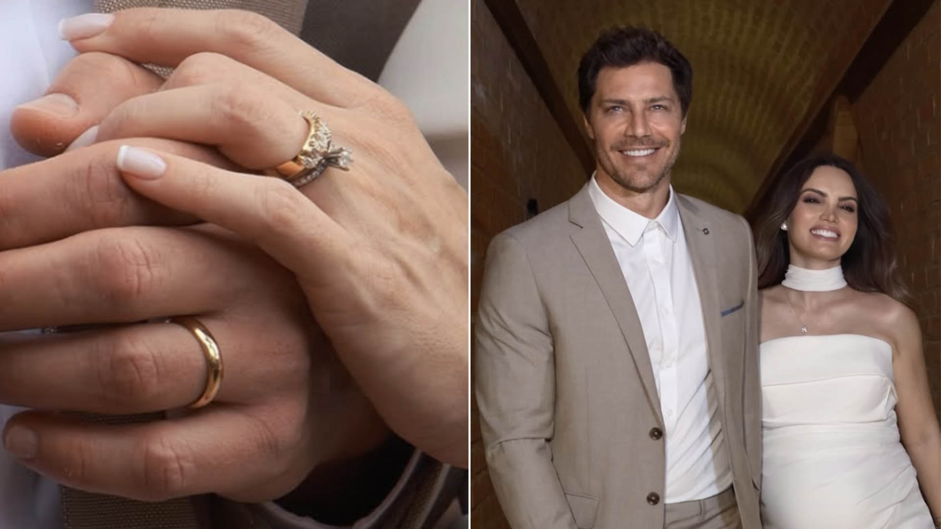 Alianças de casamento de ator de 47 anos e da noiva trazem significado especial para o casal